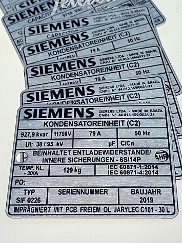 Etiquetas inox da siemens