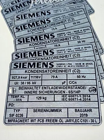 Etiquetas inox da siemens